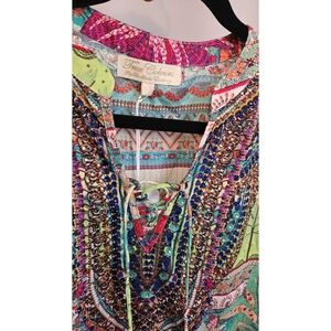 True Clicque Beaded Lace-Up Tunic in Multicolor